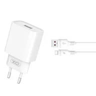 Ładowarki do telefonów - XO Ładowarka sieciowa CE02D QC 3.0 18W 1x USB biaa + kabel USB-C - miniaturka - grafika 1