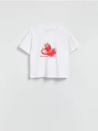 Koszulki i topy damskie - Reserved - T-shirt z nadrukiem - biały - miniaturka - grafika 1