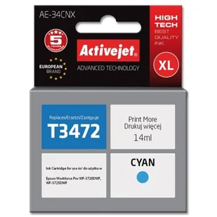 ActiveJet Tusz AE-34CNX do drukarki Epson zamiennik T3472 supreme 14ml cyan) AE-34CNX - Tusze zamienniki - miniaturka - grafika 1