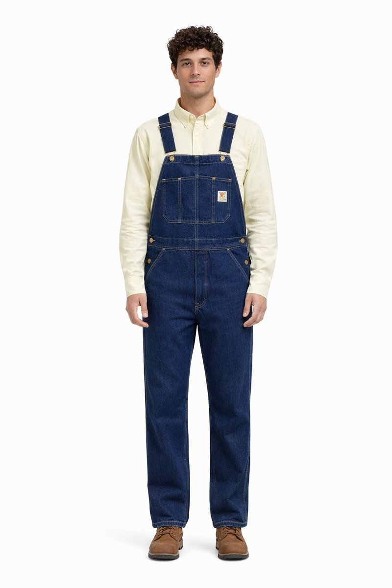 CARHARTT OGRODNICZKI JEANSOWE Z BAWEŁNY GRANATOWE Z NASZYWKĄ 31/32 1I2E