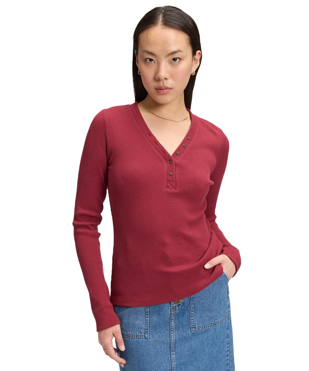 Koszulka Lee LS WAFFLE HENLEY 112385666 Tibetan Red M