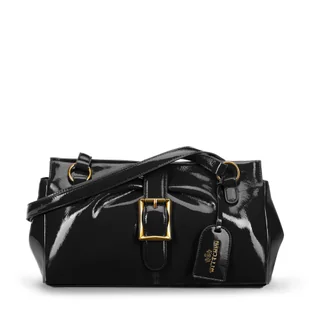 Damska torebka na ramię ze skóry podłużna czarna - Torebki damskie Damska torebka na ramię ze skóry podłużna czarna - Torebki damskie - miniaturka - grafika 1