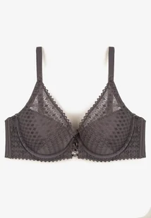 Ciemnofioletowy Koronkowy Biustonosz Typu Push-Up Delnena - Biustonosze - miniaturka - grafika 1