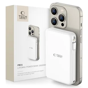Powerbank TECH-PROTECT PB31 LifeMag MagSafe 10000 mAh Biały | Bezpłatny transport - Powerbanki - miniaturka - grafika 1
