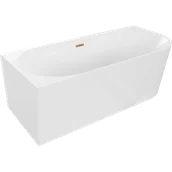 Wanny - Mexen Mia wanna wolnostojąca narożna lewa 140 x 75 cm, biała, przelew miedź szczotkowana - 52691407500L-65 - miniaturka - grafika 1