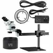 Mikroskopy i lupy - MIKROSKOP TRINOKULAROWY WYSIĘGNIK KĄTOWY 7-45 STOPNI ZESTAW AKCESORIA - miniaturka - grafika 1