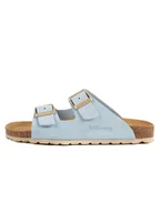 Klapki i japonki damskie - billowy Skórzane klapki w kolorze błękitnym - miniaturka - grafika 1