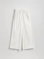 Spodnie damskie - Reserved - Spodnie z domieszką lnu - biały - miniaturka - grafika 1