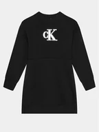 Sukienki i spódniczki dla dziewczynek - Calvin Klein Jeans Sukienka dzianinowa Metallic Monogram IG0IG02315 Czarny Regular Fit - miniaturka - grafika 1