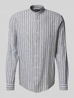 Koszule męskie - Koszula casulowa o kroju slim fit z mieszanki lnu ze stójką - miniaturka - grafika 1