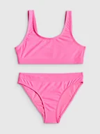 Stroje kąpielowe dla dziewczynek - 4F Kostium kąpielowy dwuczęściowy dziewczęcy - różowy 122/128 (6-8 lat) - miniaturka - grafika 1