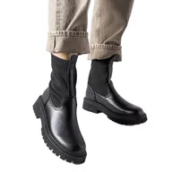 Botki damskie - Czarne wsuwane botki Big Star MM274543 - miniaturka - grafika 1