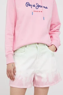 Pepe Jeans Pepe Jeans szorty jeansowe STELLA SPLASH damskie wzorzyste high waist - Spodenki damskie - miniaturka - grafika 1