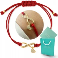 Bransoletki - Bransoletka czerwona sznurek sznurkowa srebrna 925 nieskończoność szczęście - miniaturka - grafika 1