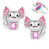 Biżuteria dla dzieci - KOLCZYKI SREBRNE DLA DZIEWCZYNKI DZIECI AKSOLOTL WKRĘTKI SZTYFTY WODNY SMOK - miniaturka - grafika 1