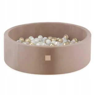 Suchy Basen z Kulkami 90x30 Kojec dla Dzieci Beżowy Velvet 200 piłek MISIOO - Suche baseny - miniaturka - grafika 1