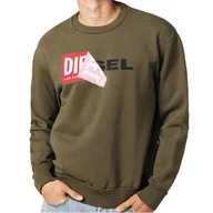 Bluzy męskie - Bluza męska Diesel S-Samy dresowa klasyczna khaki z logo-L - miniaturka - grafika 1