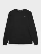 Bluzy sportowe męskie - Męska bluza dresowa nierozpinana bez kaptura 4F 4FWMM00TSWSM1465 - czarna - miniaturka - grafika 1