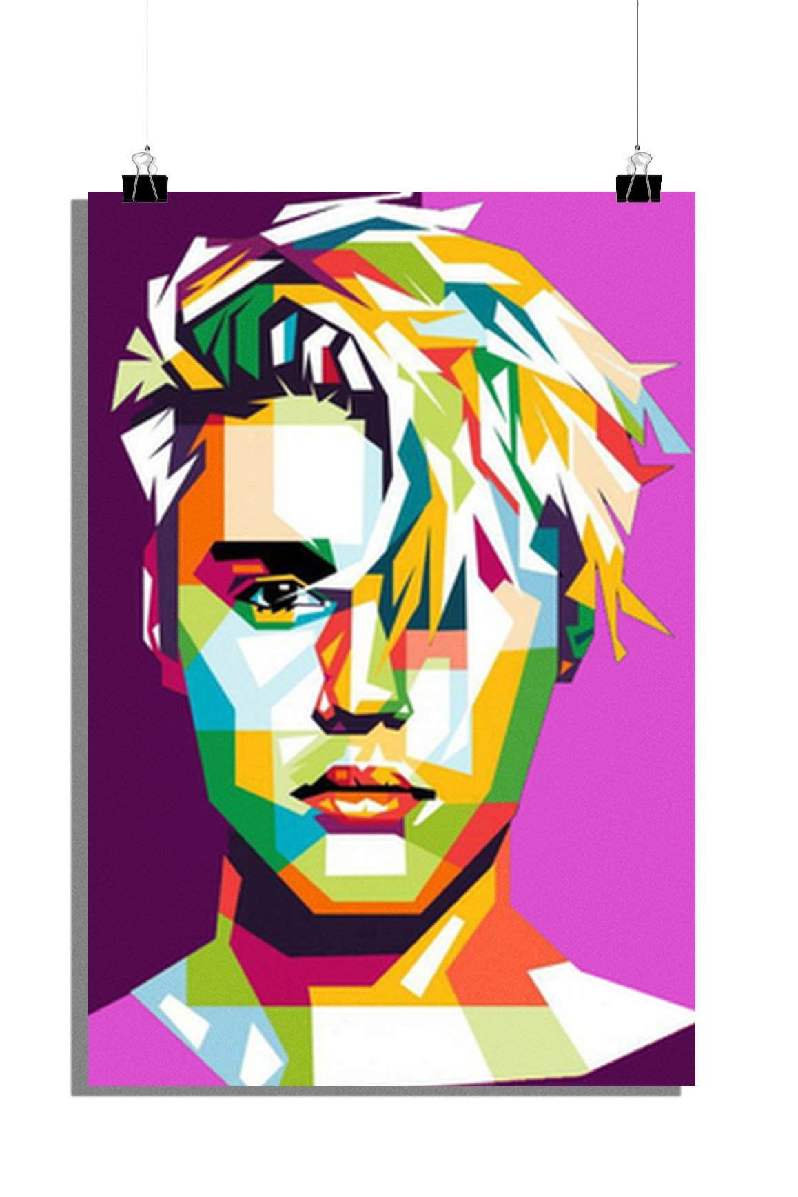 Plakat muzyczny - Plakat Justin Bieber - Plakat abstrakcyjny - Plakat różowy - 51x71cm - Idealny do oprawienia w ramkę