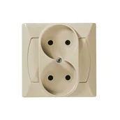 Gniazdka elektryczne - LEDart podwójne bez uziemienia beżowe GP-2A/01 Akcent Ospel - miniaturka - grafika 1
