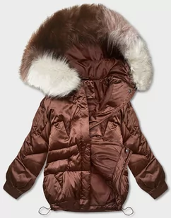KRÓTKA KURTKA OVERSIZE BRĄZOWA (H-1109-79) - Z-DESIGN - Kurtki damskie - miniaturka - grafika 1
