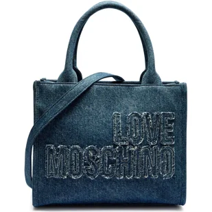 Love Moschino Jeansowy kuferek - Torebki damskie - miniaturka - grafika 1