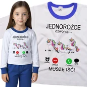 Piżamy dla dziewczynek - Piżama dziecięca Muszę Iść Jednorożce Dzwonią 98/104 - VoloDonum - miniaturka - grafika 1