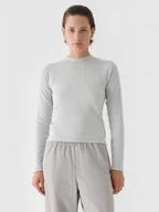 Koszulki sportowe damskie - Damski longsleeve basic 4F 4FWAW24TLONF361 - szary - miniaturka - grafika 1