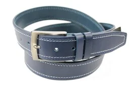 Pasek Skórzany PAS-MAX (PL) Skóra Naturalna Licowa EXTRA 40 mm Granatowy Z Granatową I Białą Nitką - Paski - miniaturka - grafika 1