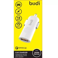 Ładowarki do telefonów - Budi - Ładowarka samochodowa USB, 18W, QC3.0 (Biały) - miniaturka - grafika 1