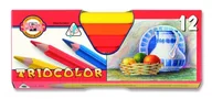 Kredki, ołówki, pastele i pisaki - Koh-I-Noor kredki trójkątne, Triocolor, 12 kolorów - miniaturka - grafika 1