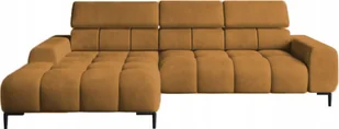 DomoHome Narożnik tapicerowany w kształcie litery L Lewy bok 177x270 cm Narożnik z funkcją spania Sofa rozkładana Funkcja spania Małe 3 siedziska Regulowane zagłówki Regulowane siedzisko Złoty - Sofy i kanapy - miniaturka - grafika 1