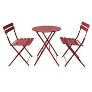 Meble ogrodowe - Rebecca Mobili Stół bistro z 2 krzesłami, zestaw ogrodowy, stalowy, składany, na balkon, taras – wymiary wys. x szer. x gł.: 71 x 60 x 60 cm (czerwony) - miniaturka - grafika 1