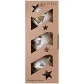 Bombki - Bombka szklana dekorowana domek 8 cm 3 sztuki biały - miniaturka - grafika 1