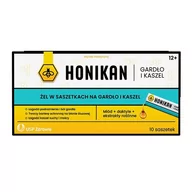 Przeziębienie i grypa - Honikan Gardło i kaszel żel x10 saszetek - miniaturka - grafika 1