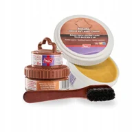 Środki do obuwia i ubrań - Tłuszcz do Butów Skórzanych ze Szczotką i Pasta Jasny Brąz Palc Zestaw 3w1 - miniaturka - grafika 1