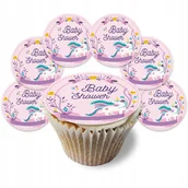 Dekoracje i nakrycia stołu na imprezę - OPŁATEK NA MUFFINKI BABY SHOWER JEDNOROŻEC Z2 - miniaturka - grafika 1