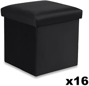 Pufa składana M - 30x30x30cm aksamit czarna x 16 - Pufy i podnóżki - miniaturka - grafika 1