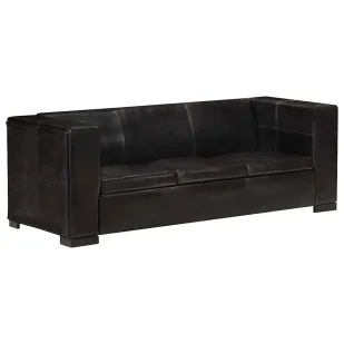 3-osobowa sofa z czarnej skóry naturalnej - Vino 3Q - Sofy i kanapy - miniaturka - grafika 1
