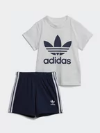 Komplety dla niemowląt - adidas Komplet t-shirt i szorty sportowe Trefoil Shorts Tee Set IB8638 Niebieski Regular Fit - miniaturka - grafika 1