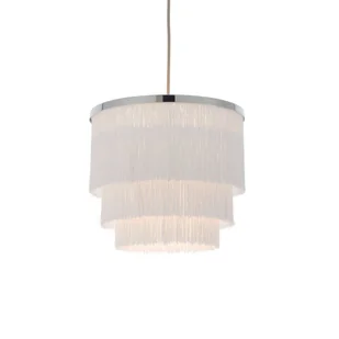 Srebrna wisząca lampa Alabaster z białymi sznurkami - Lampy sufitowe - miniaturka - grafika 1
