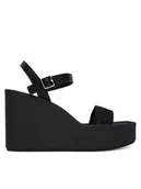 Sandały damskie - Calvin Klein Sandały Wedge 70 Sndl Webbing Lth HW0HW02882 Czarny - miniaturka - grafika 1