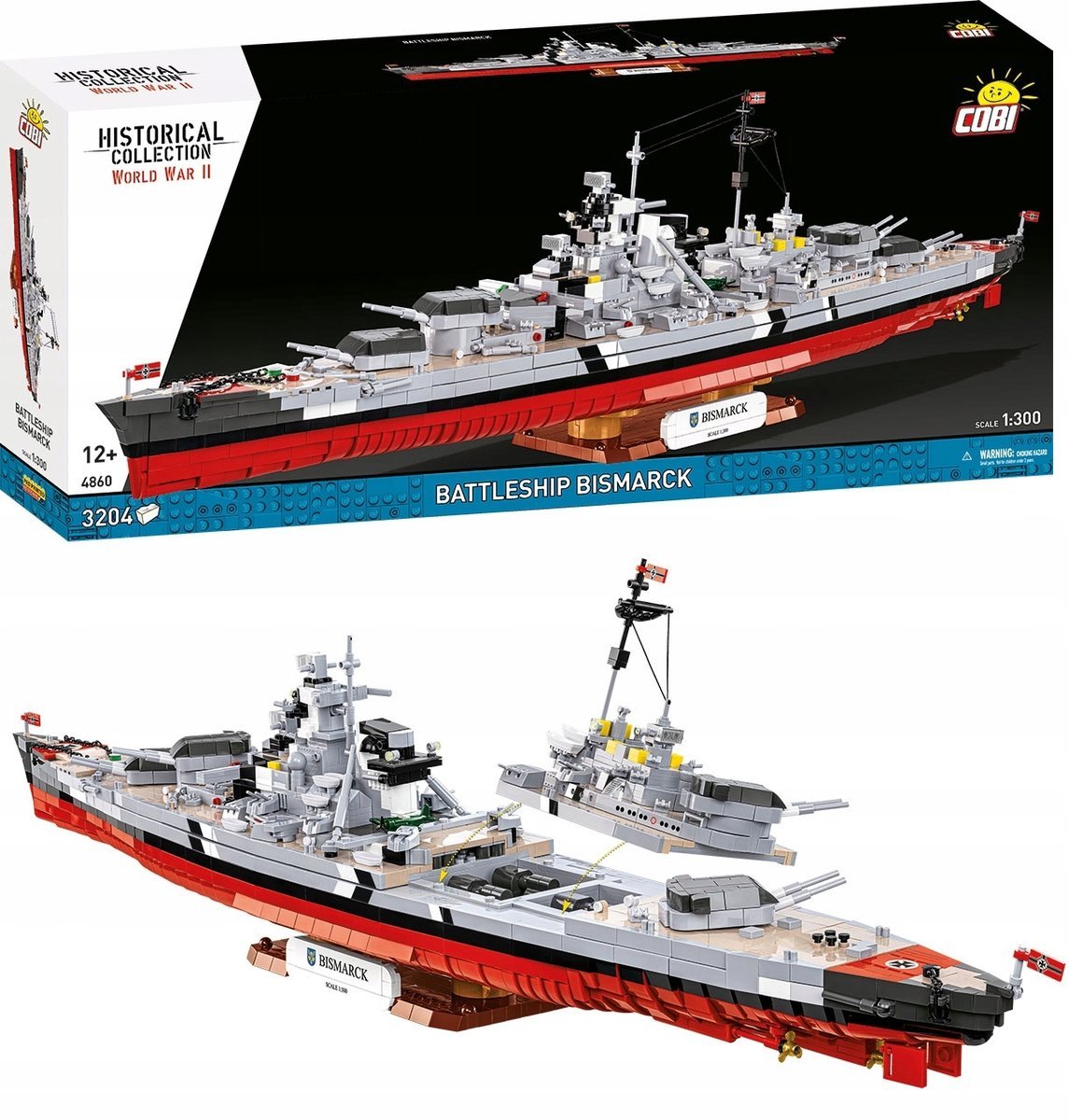 KLOCKI KONSTRUKCYJNE COBI 4860 Okręt Wojenny Battleship Bismarck WWII 3204E