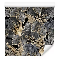 Tapety - Tapeta Tropikalne LIŚCIE Rośliny Egzotyczne Złoto 0,53m x 10m - miniaturka - grafika 1