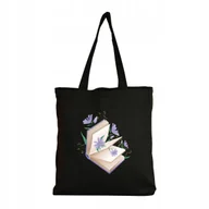 Torby i wózki na zakupy - Eko Torba Bawełniana na ramię Shopper Eco Torebka Zakupy Książka Kwiaty 5 - miniaturka - grafika 1