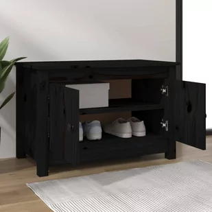Lumarko Szafka na buty, czarna, 70x38x45,5 cm, lite drewno sosnowe - Szafki na buty - miniaturka - grafika 4