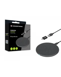 DARMOWA DOSTAWA - Conceptronic Bezprzewodowa Ładowarka 15 W Qi Usb A Usb C Szara - Ładowarki do telefonów - miniaturka - grafika 1