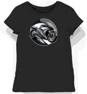Koszulki i topy damskie - Koszulka damska czarna z Motocyklem w Srebrnej Poświacie M - miniaturka - grafika 1