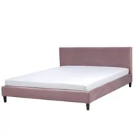 Łóżka - Beliani Łóżko różowe tapicerowane welur 180 x 200 cm FITOU - miniaturka - grafika 1