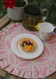 Podkładka mata bawełniana na stół okrągła różowa plamoodporna 45 cm - Obrusy i serwetki - miniaturka - grafika 1